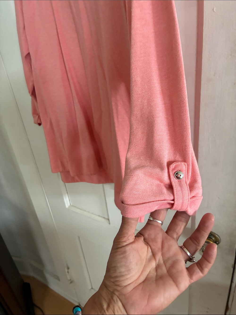 croft & barrow Coral Pink Roll-Sleeve Tunic Top - Picture 4 of 5